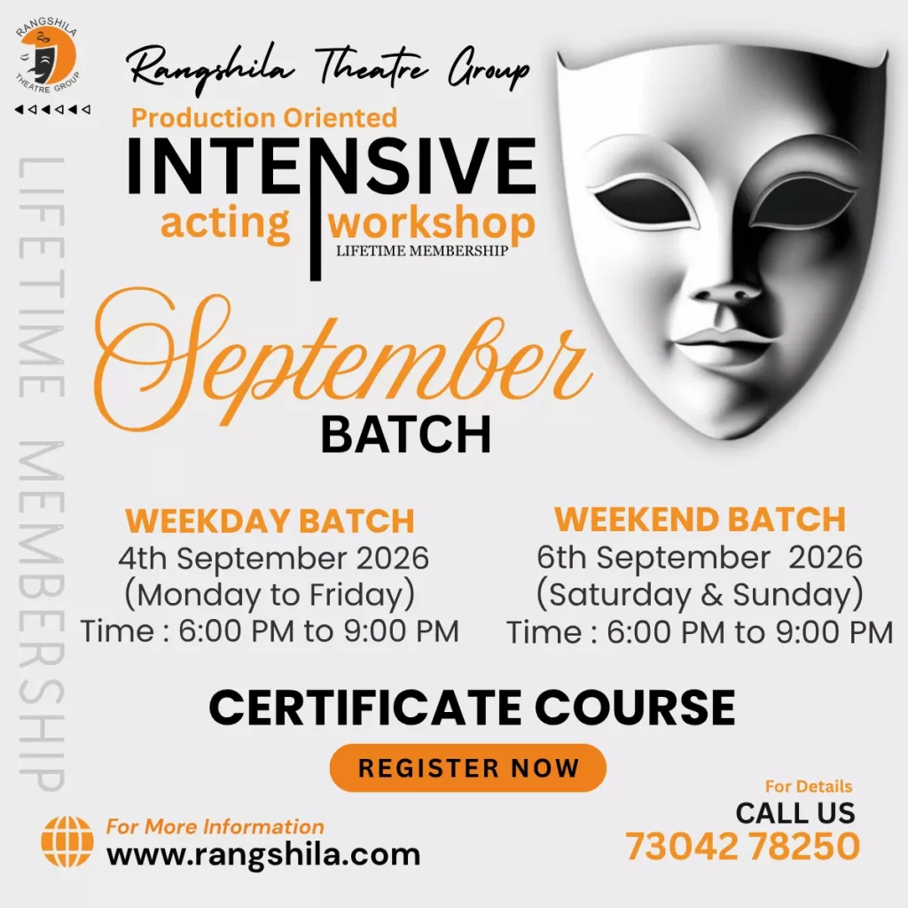 Acting Workshop for September 2026 by Rangshila Theatre Group and Acting School in Mumbai