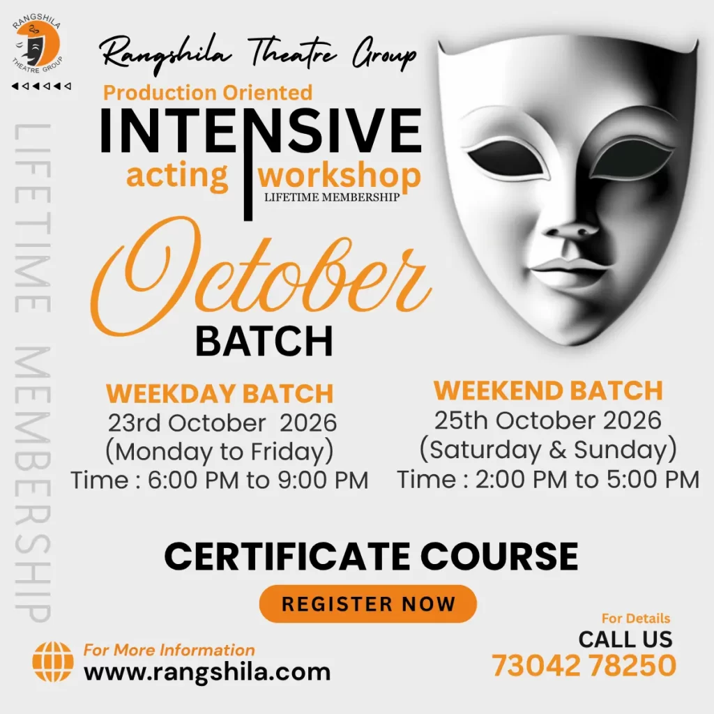 New Acting Workshop by Rangshila Acting School - Ocotber 2026